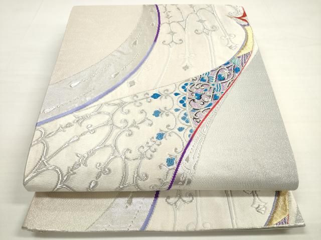 平和屋着物◎六通柄袋帯 唐織 孔雀文 金銀糸 正絹 逸品 DABC5594xg