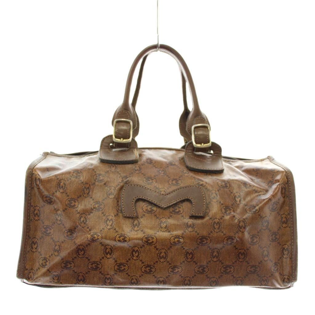 モラビト MORABITO ミニボストンバッグ ハンド レザー Mマーク柄