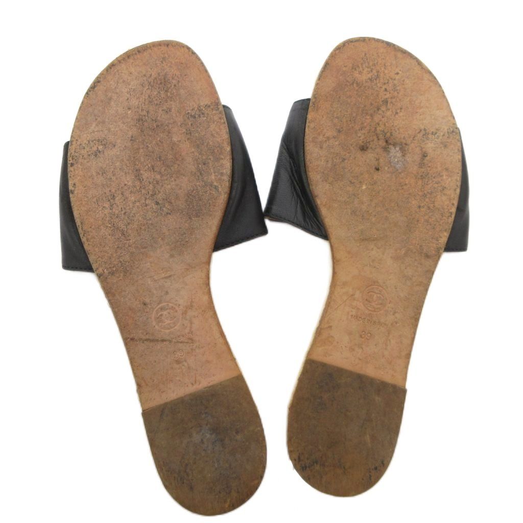 シャネル CHANEL エスパドリーユ サンダル ココマーク レザー バイ