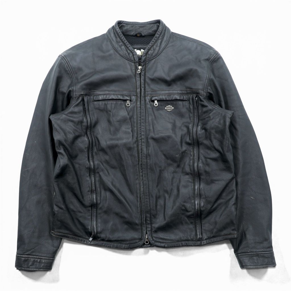 HARLEY DAVIDSON シングル ライダースジャケット L ブラック ダブル