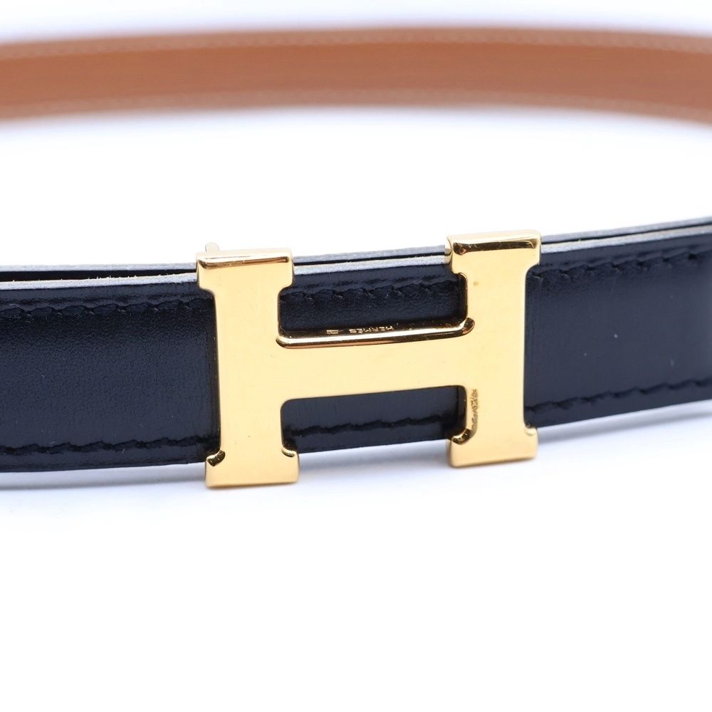 HERMES (エルメス) コンスタンスHベルト ブラック×ブラウン レザー