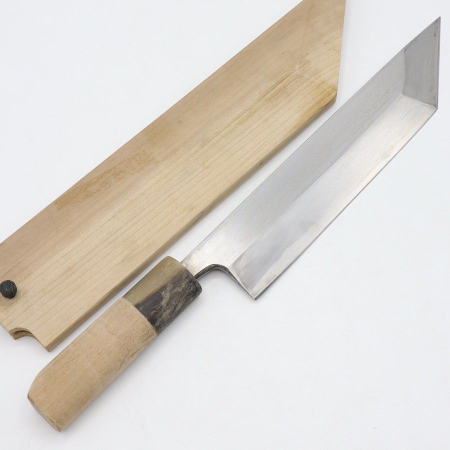 築地正本 秀 鰻裂き包丁 六寸半 小判型柄 鞘付き 刃渡り約195mm 和包丁