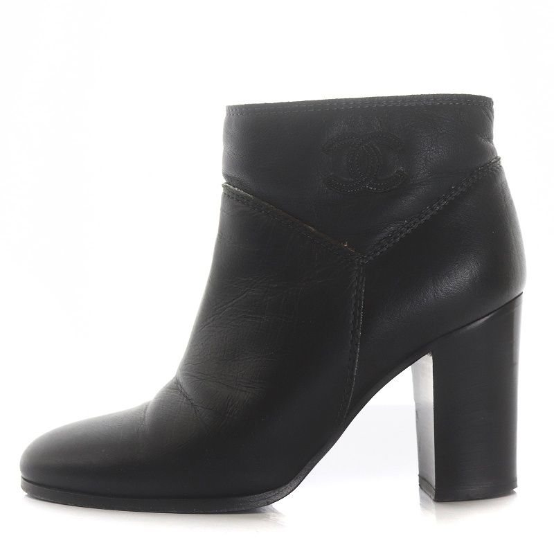 シャネル CHANEL ココマーク ショートブーツ レザー 切替 36C 23.0cm