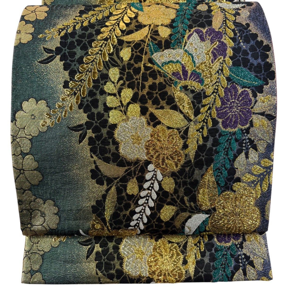 美品】 袋帯 秀品 蝶 草花 金銀糸 箔 黒 六通 正絹 【中古】 - メルカリ