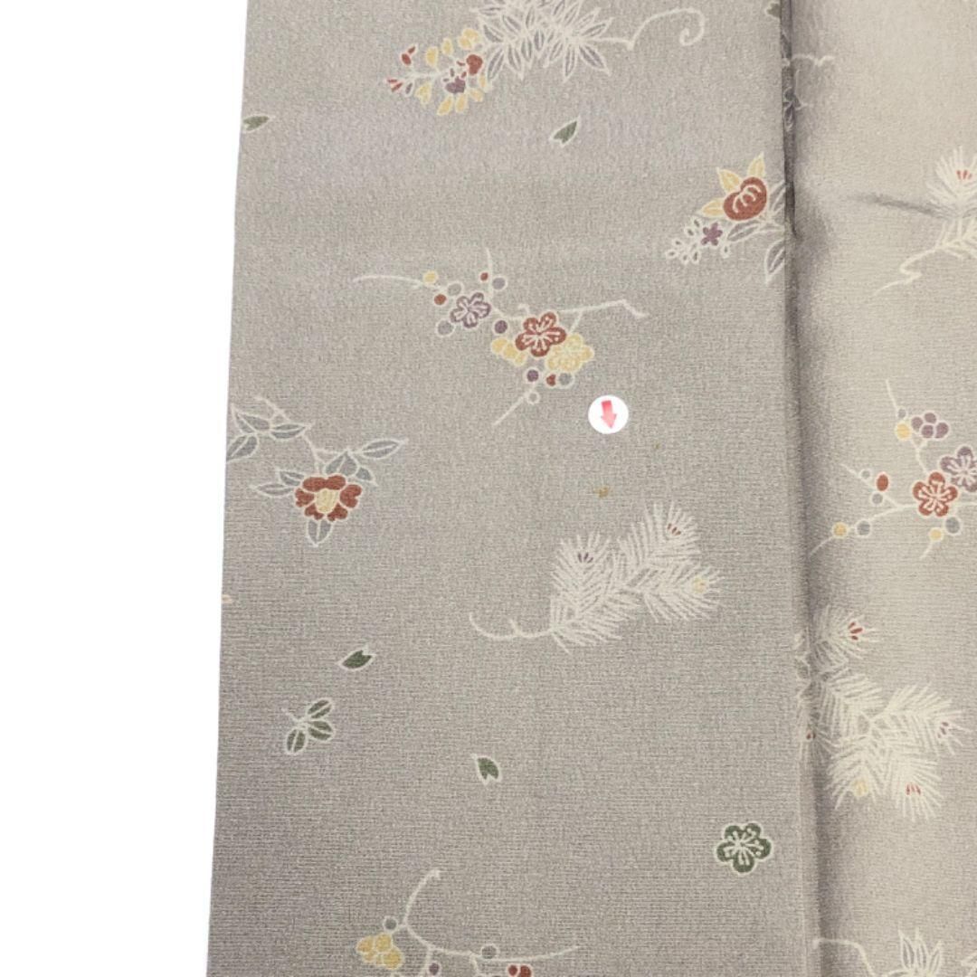 小紋 花草模様 縮緬 絹鼠色 ガード加工 K-5101 - メルカリ