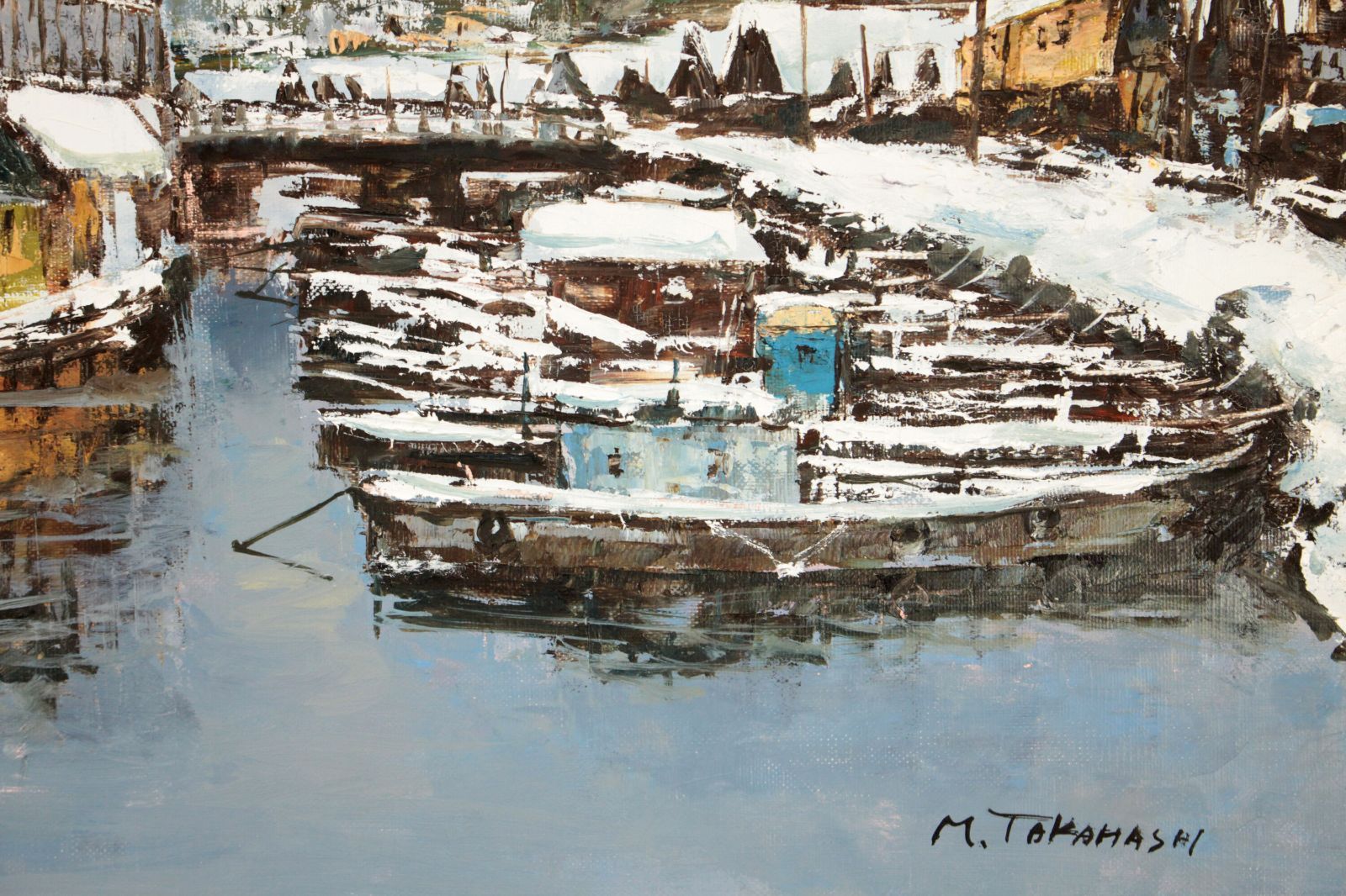 ☆ 高橋益之 ☆「 冬の小樽運河 」油絵 SMサイズ 新品！ ☆ 高橋益之