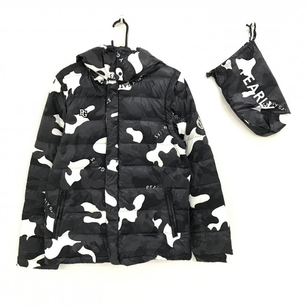 パーリーゲイツ ダウンジャケットブラック・ホワイト迷彩柄 サイズ4 美