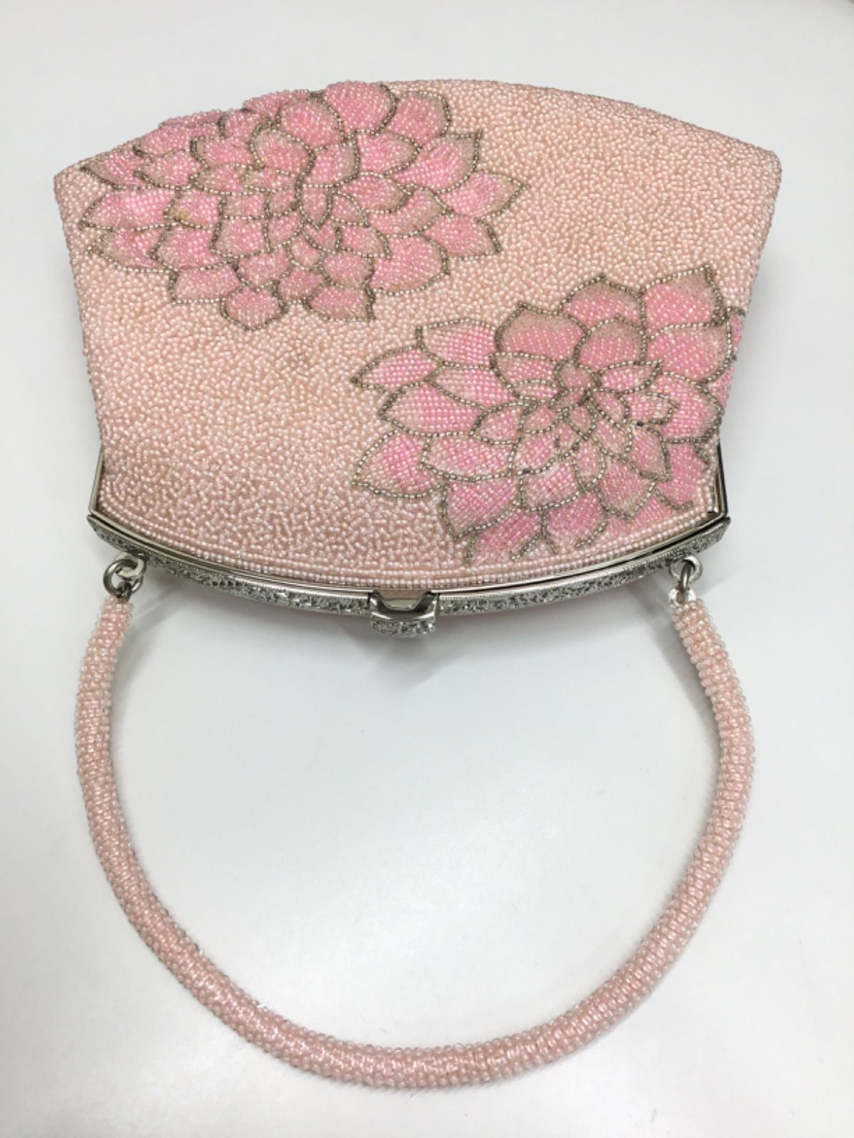 ☆昭和レトロ 圧巻 和装バッグ 🔷 ビーズ バッグ ／ ビーズ 花刺繍