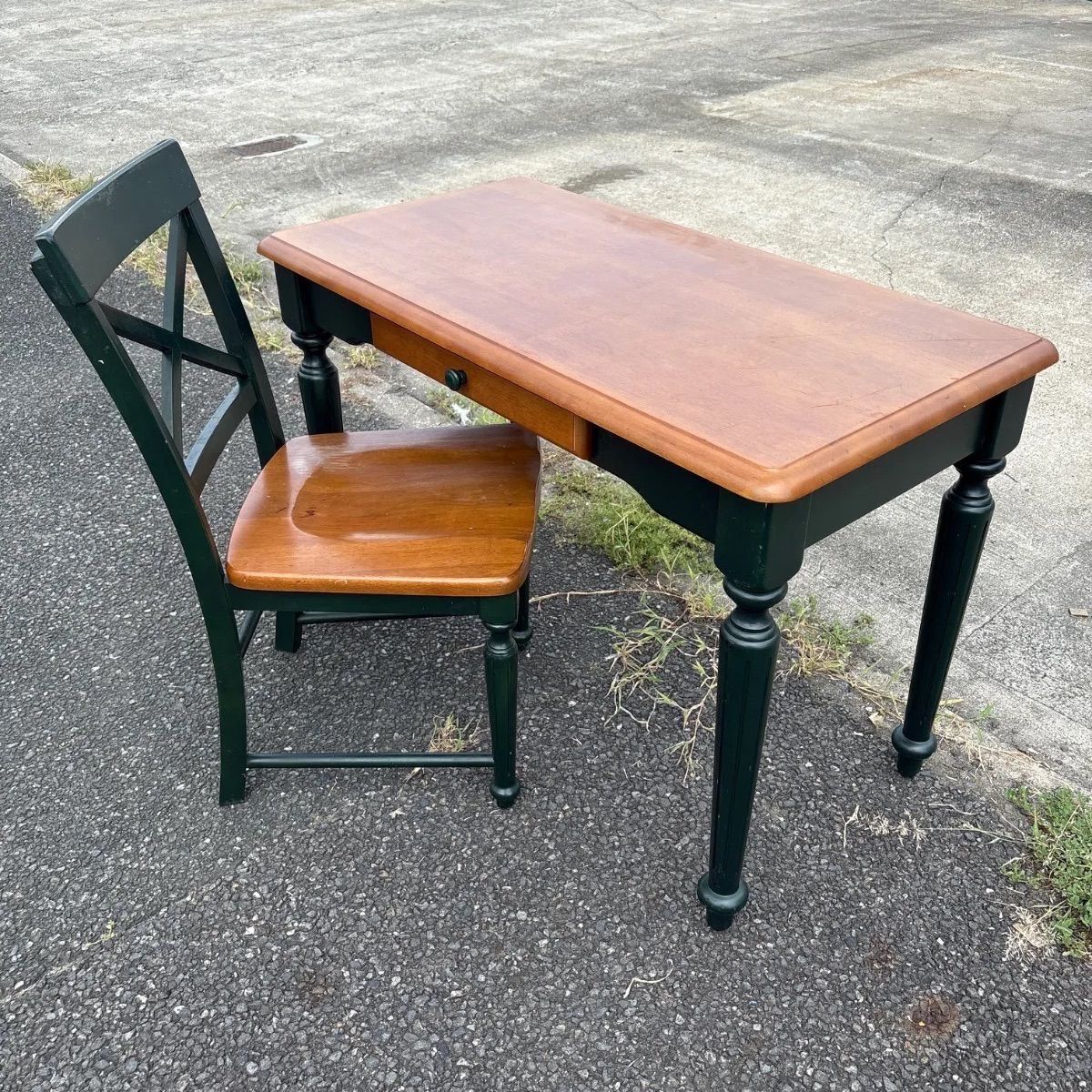 🌲木製ろくろ脚学習机】全国家具工業連合会 昭和レトロ デスク