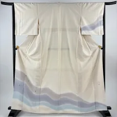 アイスブルーのすっきりとしたお召 市川純一郎 正絹 アイスブルーの