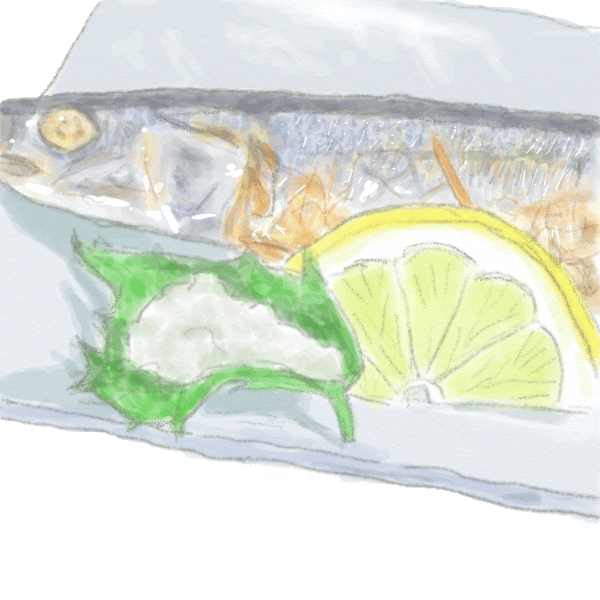 スケッチ60日目「秋刀魚の塩焼き」｜㌰㌿