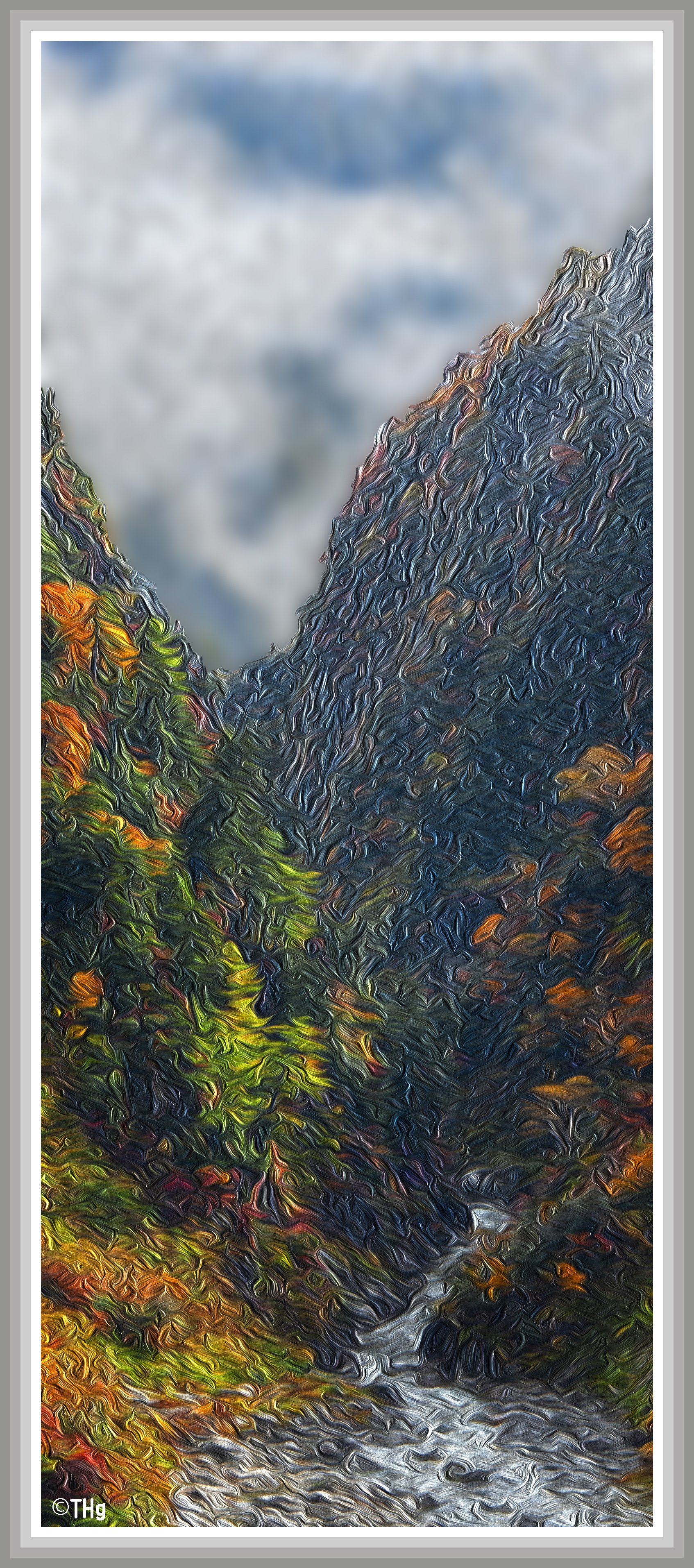 剱大滝へ流れる（剱岳・油彩風）｜taka