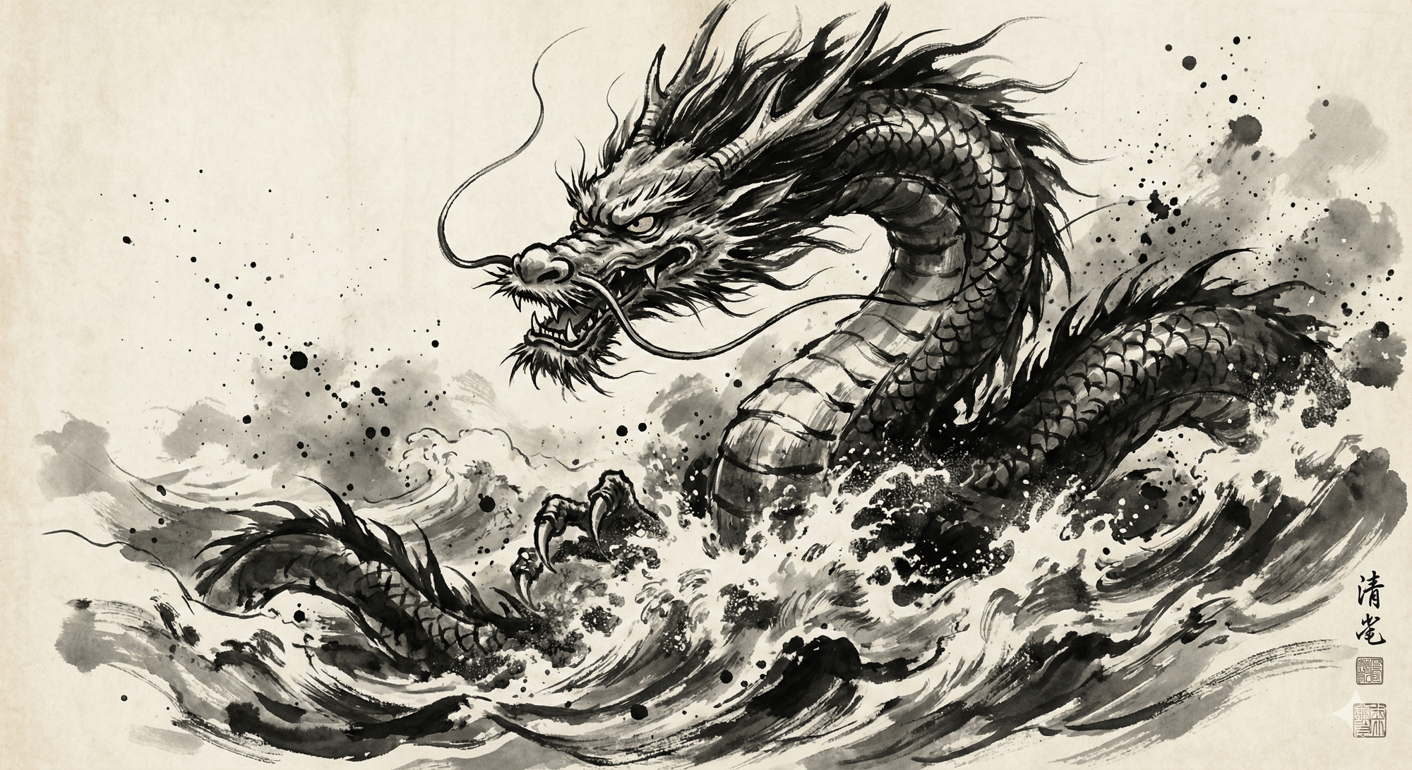 プロンプト配布】Geminiで「水墨画（墨絵）アート」を描くプロンプト