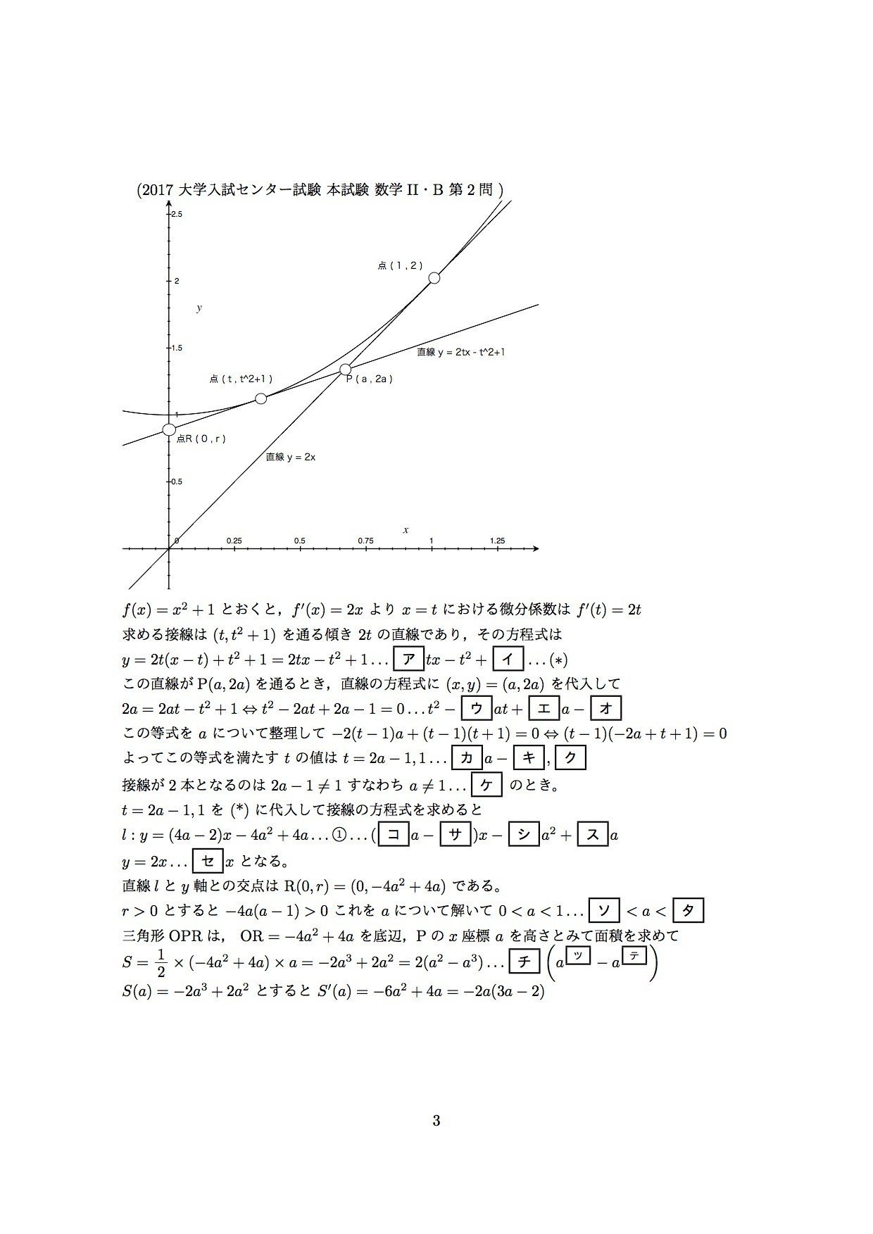 2017年大学入試センター試験（数学II・B）の解答を作りました。第5問
