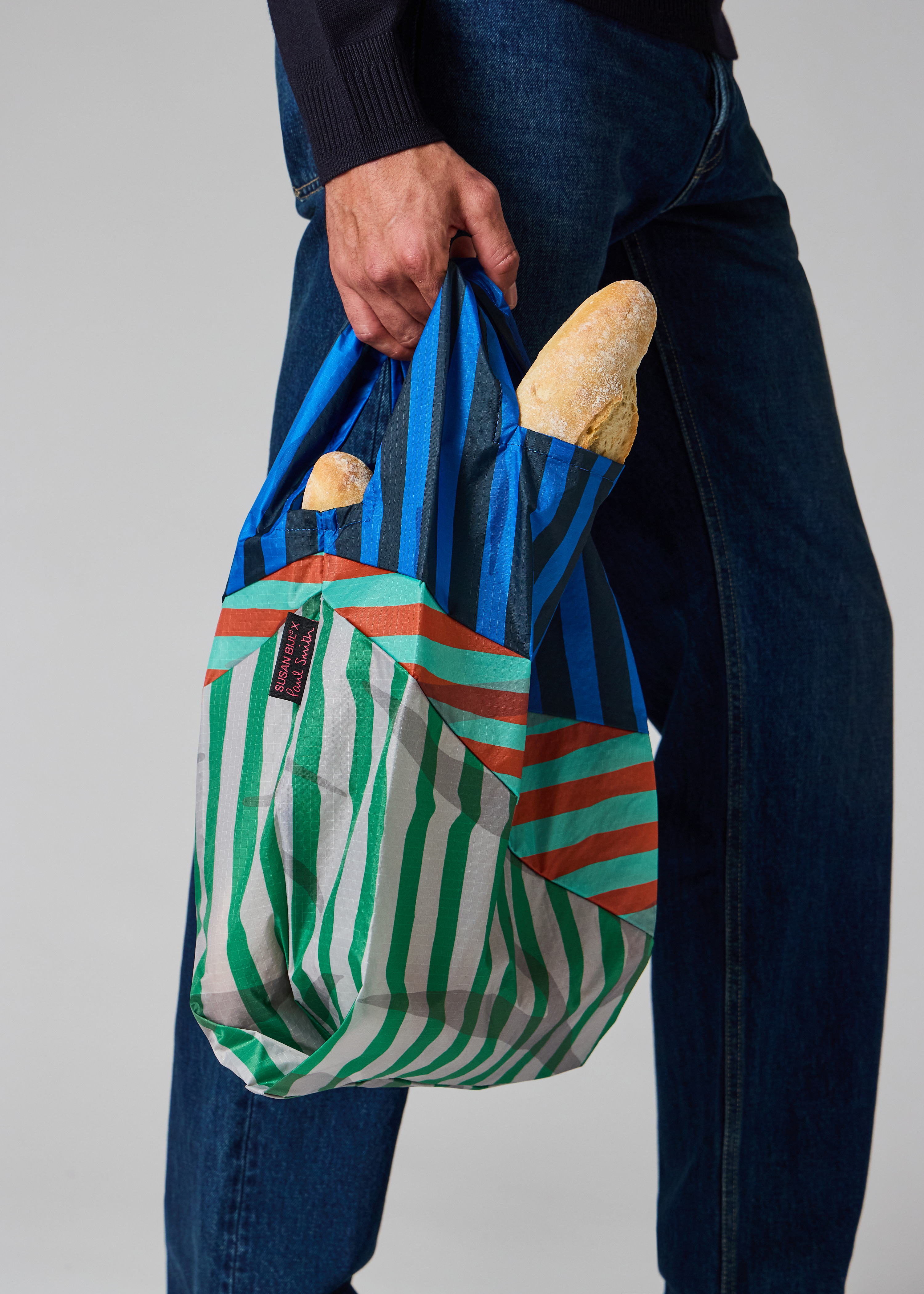 Susan Bijl x Paul Smith - Blue Mixed-Stripe 'The New Shopping Bag