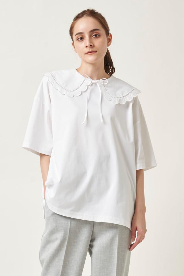 yori(ヨリ)の「スカラップカラーカットソー【2021SP】2月上旬入荷