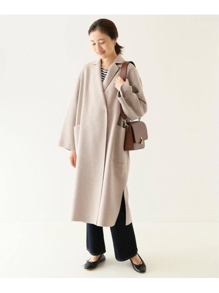 スローブイエナ HAMILTON woolダブルフェイススタンドコート ベージュ ダブルフェイススタンドコート（その他ブルゾン／アウター）｜SLOBE