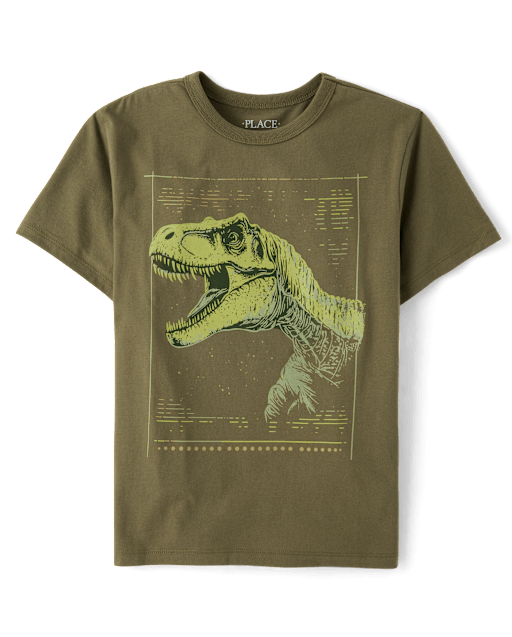 Boys Short Sleeve Scientist Dino Graphic Tee - GREEN | The