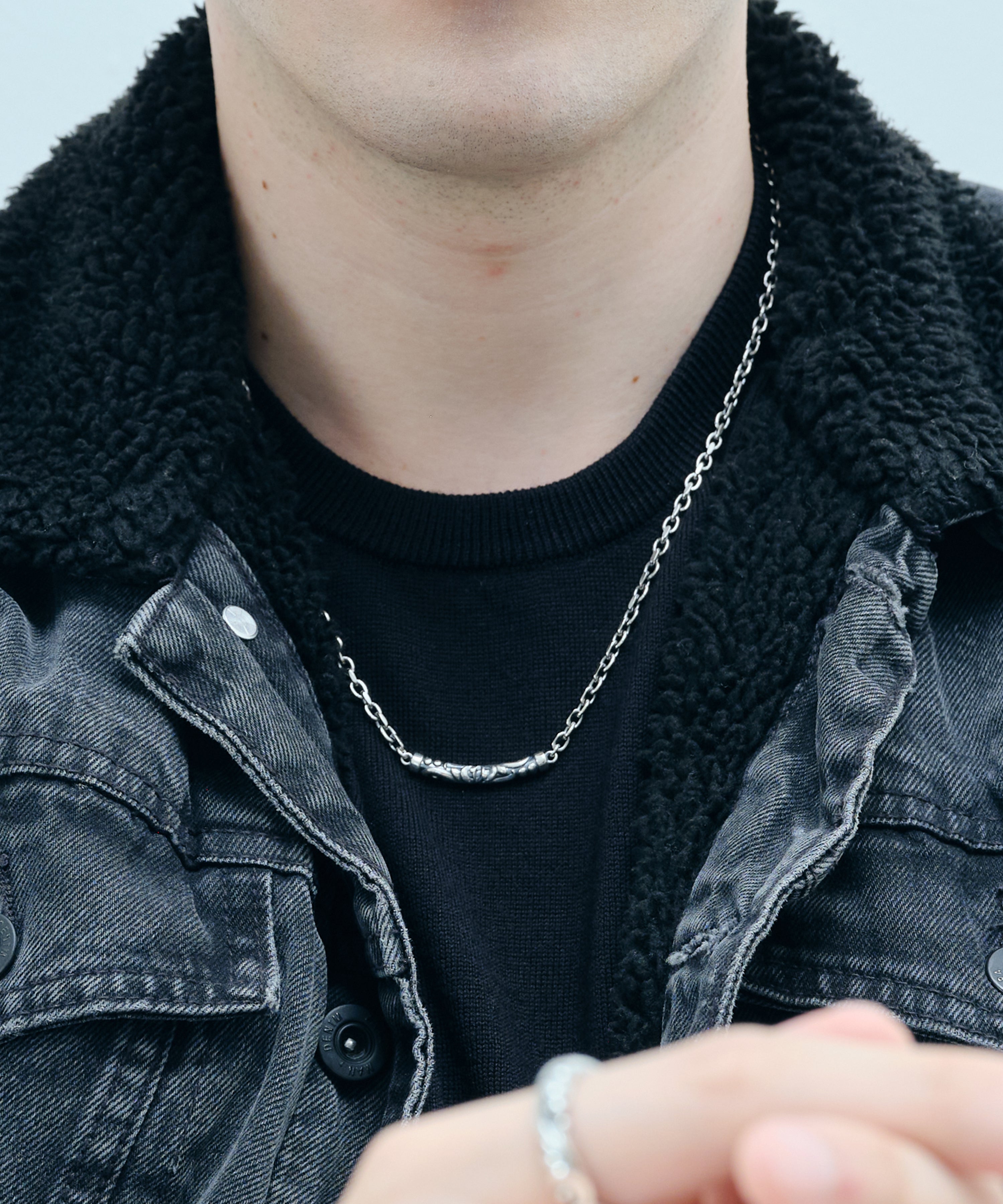 チェーンネックレス ロバストアラベスクモチーフ sv925 ブラック