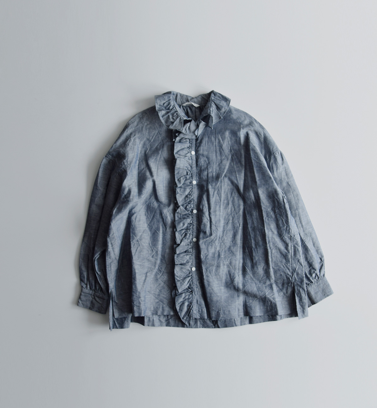 TOUJOURS トゥジュー インディゴ コットン リネン シャンブレー シャツ
