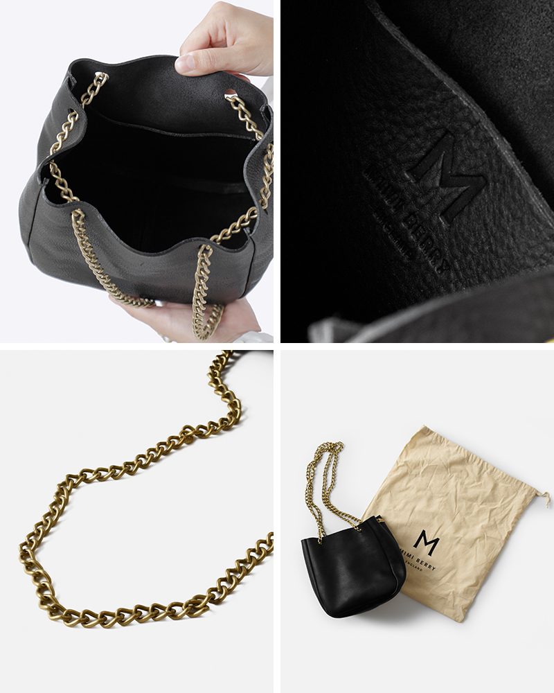 Mimi ミミ ソフト グレイニー ベジタブル タンニンレザー チェーン