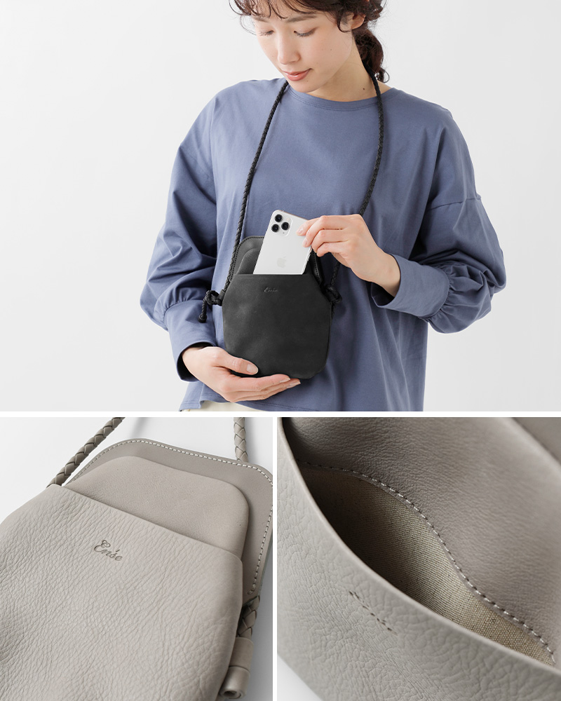 40%OFF】Ense アンサ キップレザー がま口 サコッシュ “gamaguchi