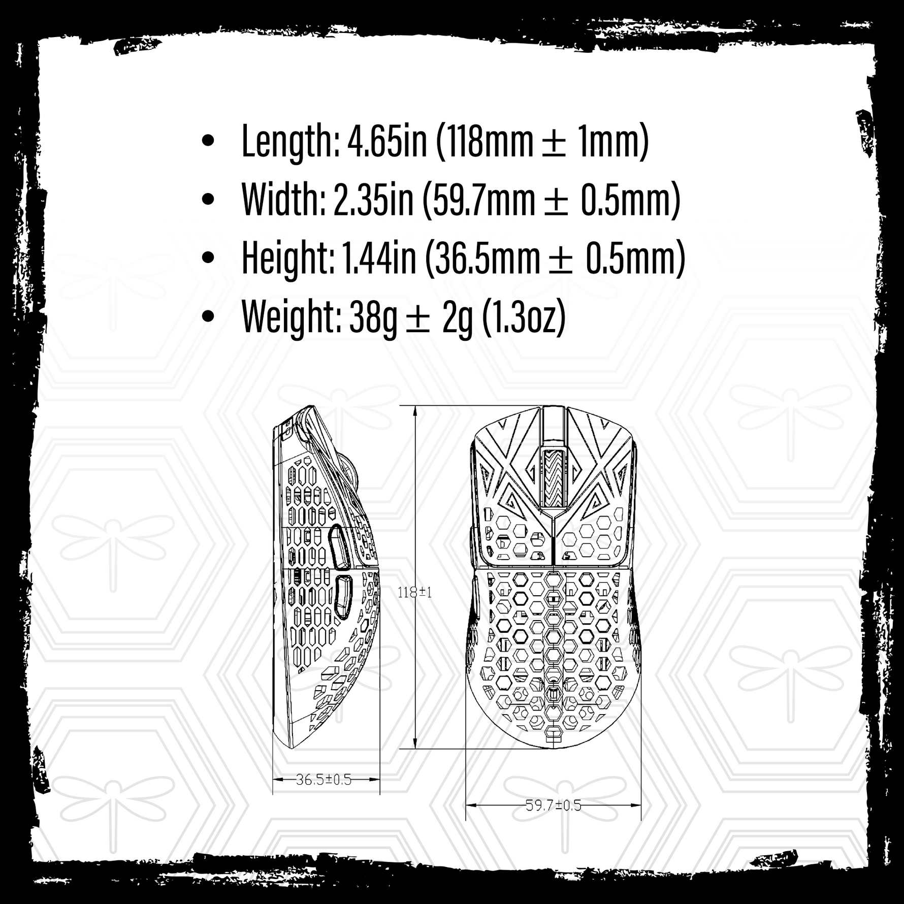 TENKO® - AKITSU SMALL 38g Carbon Fiber 8K Wireless Gaming Mouse