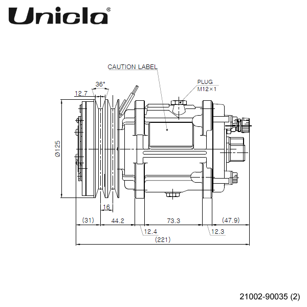 Unicla（ユニクラ） ACコンプレッサー UP120-125AA-12V-DD *サンデン