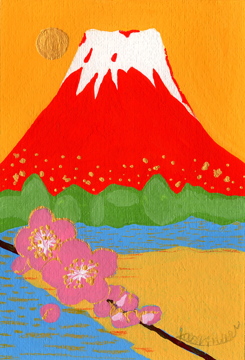 No.344】那須香オリ「赤富士山」 | 絵画レンタル販売 Art beans