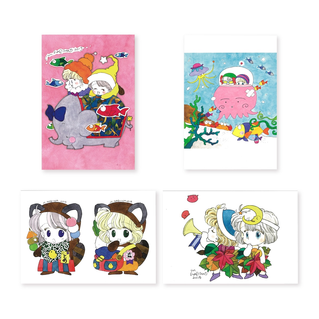 萩岩睦美オリジナルグッズ :: ポストカード [うさぎ月夜に星のふね] 8