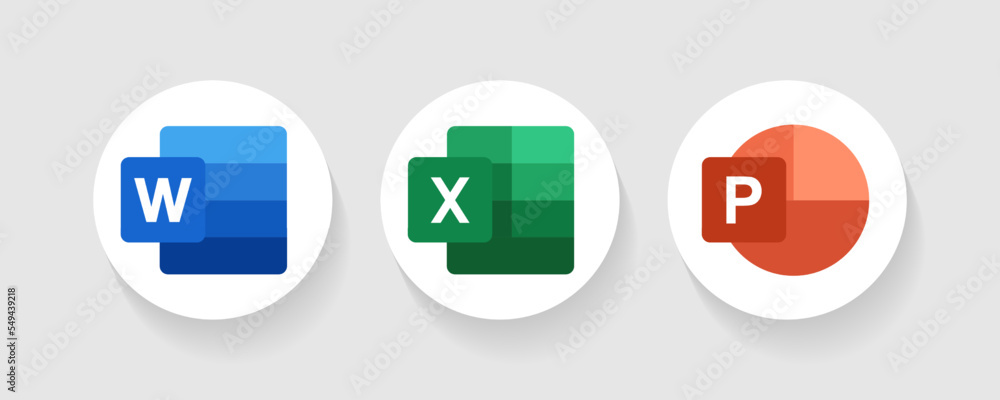 Set of microsoft word, excel, and power point icon Stock Vector