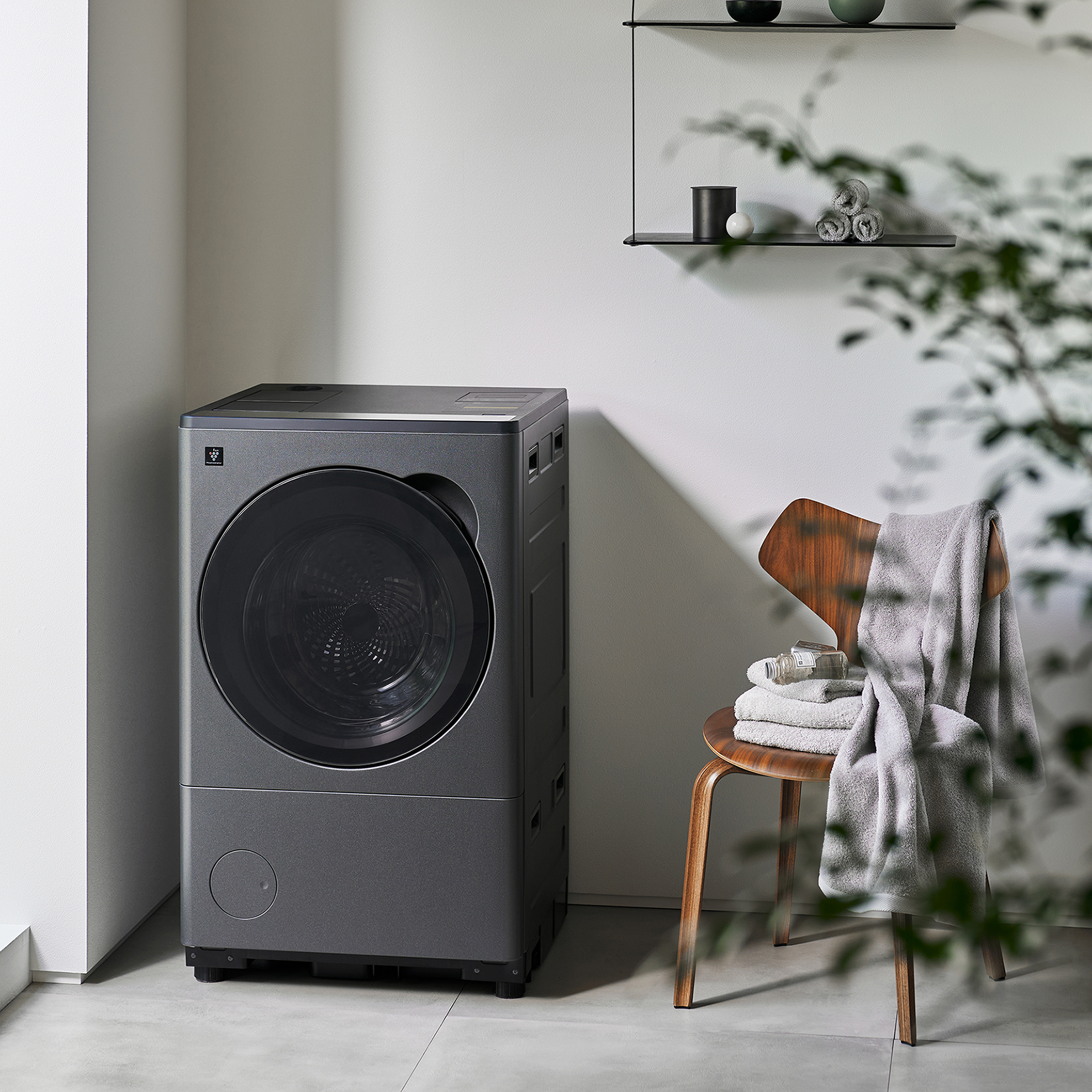 352取付無料！SHARP熱乾燥搭載 おしゃれミラーデザイン ドラム式洗濯機