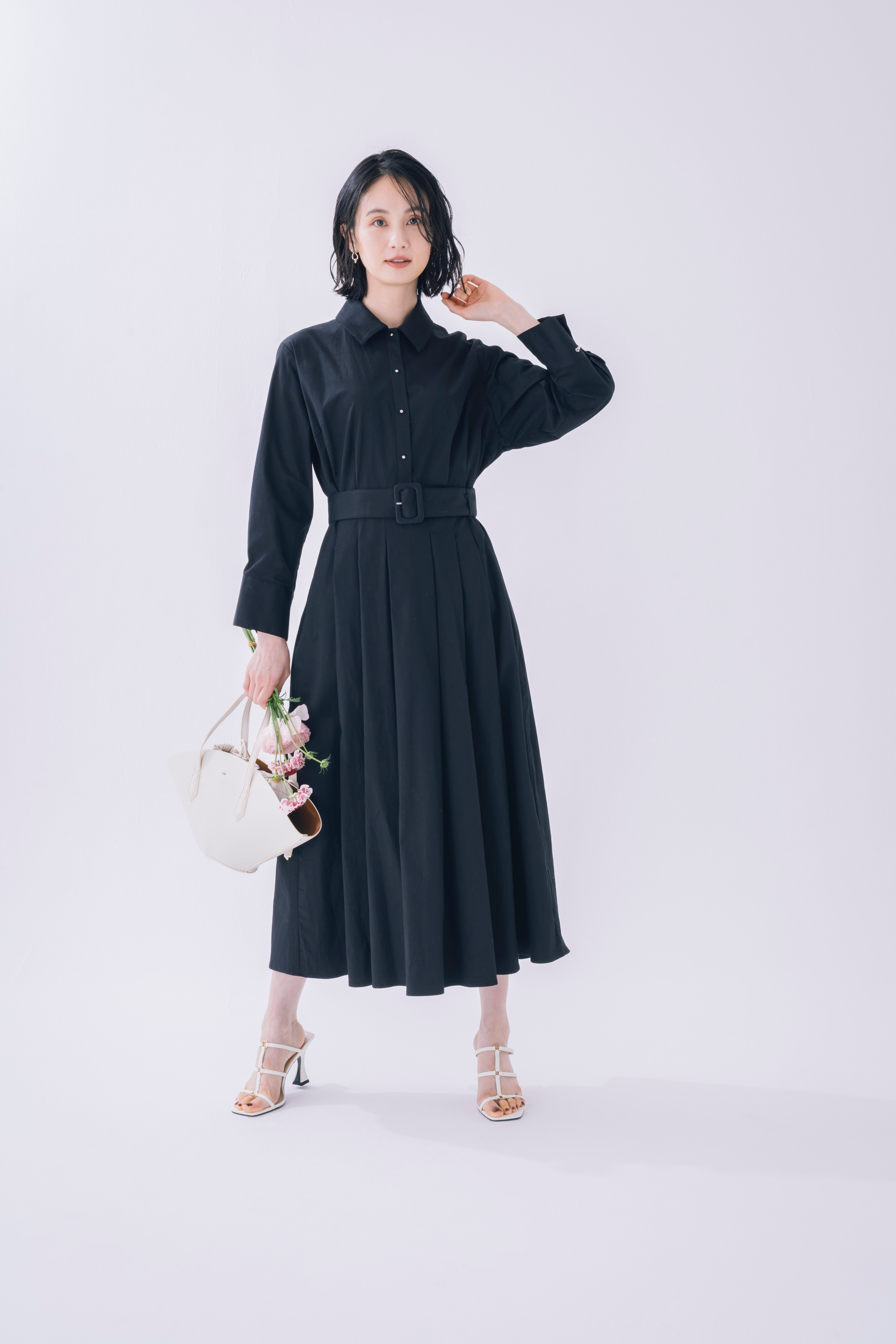 タックワンピース（共布ベルト付き） NS-305 – ATELIER N'S