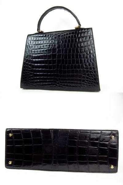 MORABITOモラビト】スカラ28☆本クロコ☆ケリー型ハンドバッグ