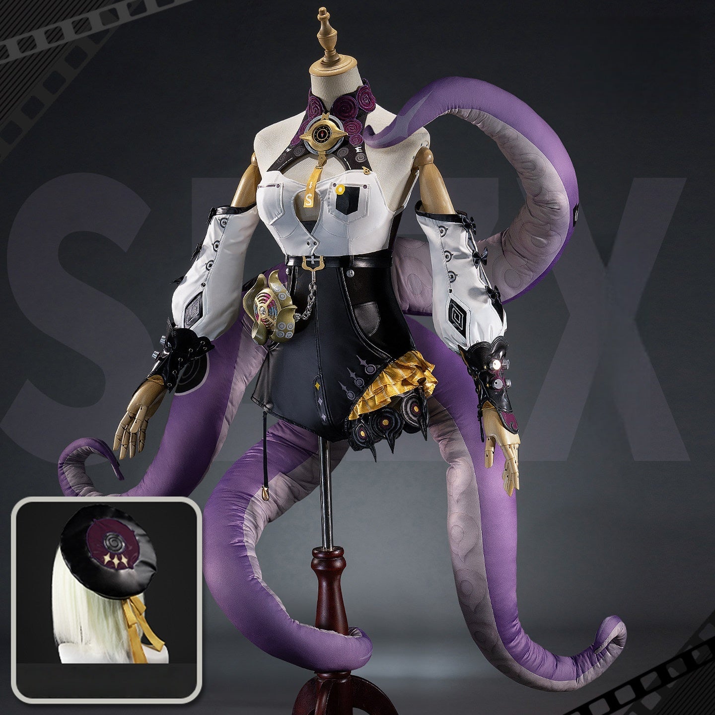 Azuiblc ゼンゼロ イドリー コスプレ衣装 ウィッグ付き 章魚娘 怪啖屋