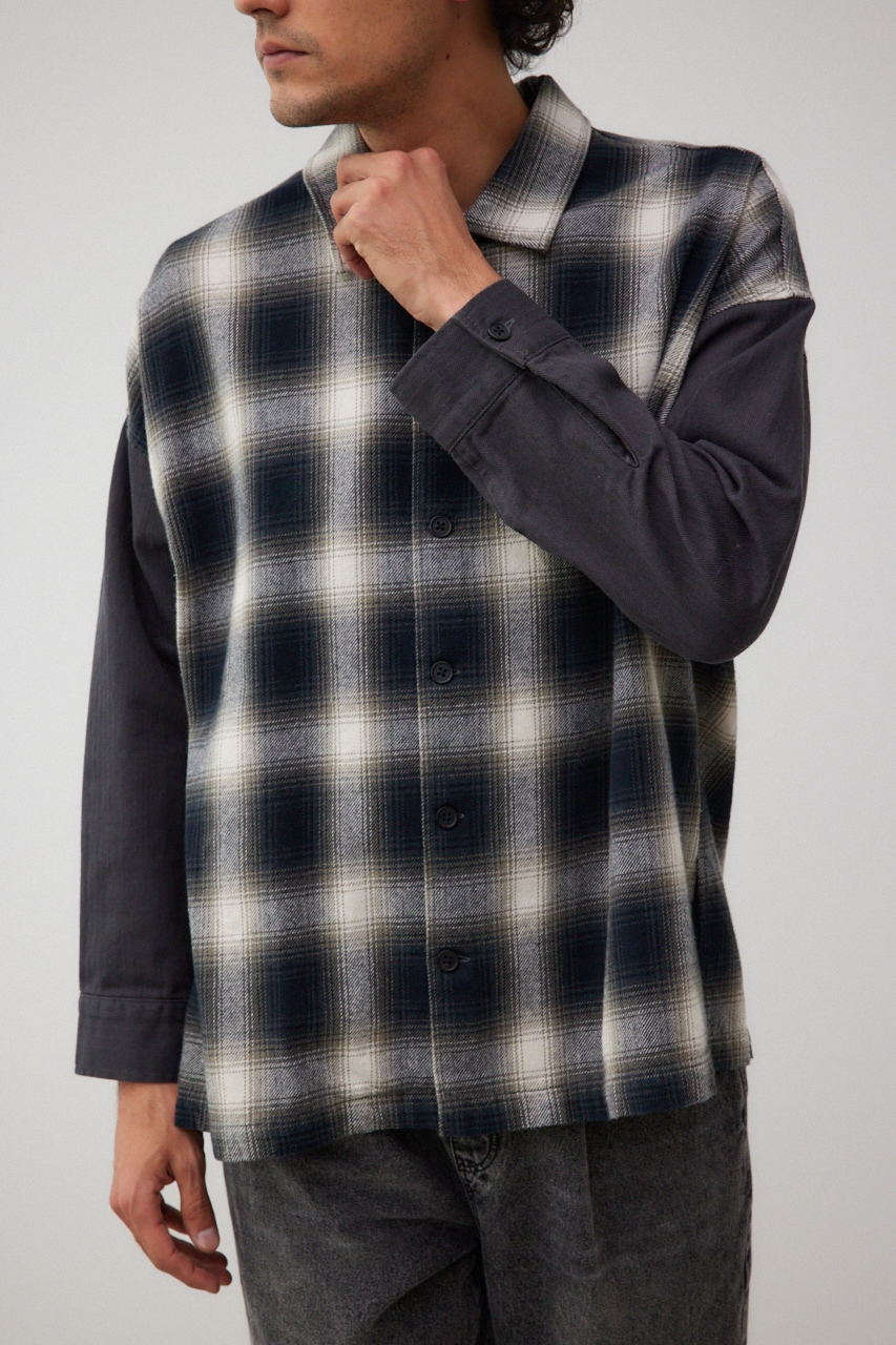 袖切替チェック柄シャツジャケット｜MEN｜251HST30-075C｜AZUL BY