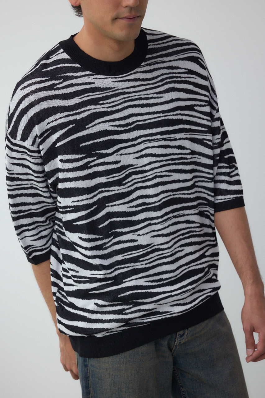 ゼブラ総柄ニット｜MEN｜251ISC70-095D｜AZUL BY MOUSSY（アズールバイ