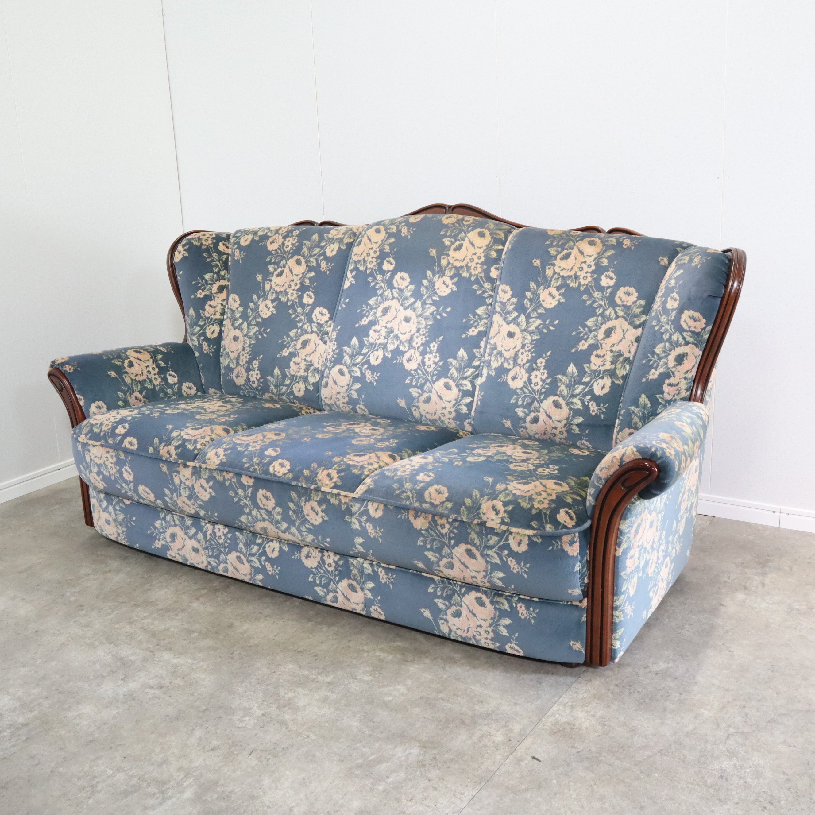 カリモク/karimoku コロニアル 花柄ソファ 3P 肘掛けソファ 応接