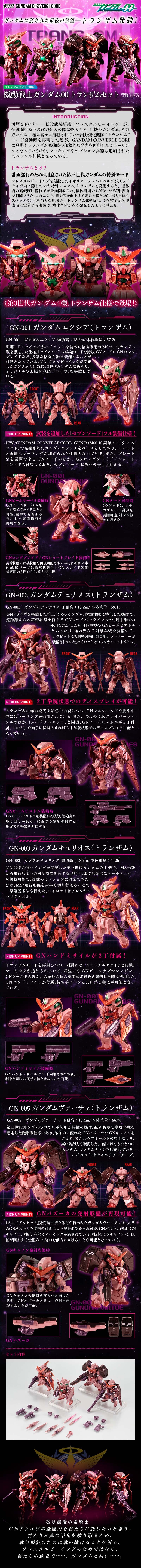 FW GUNDAM CONVERGE CORE 機動戦士ガンダム00 トランザムセット