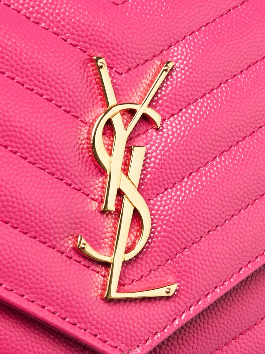 Yves Saint Laurent Pink Matelasse Quilted Leather Cassandre Flap