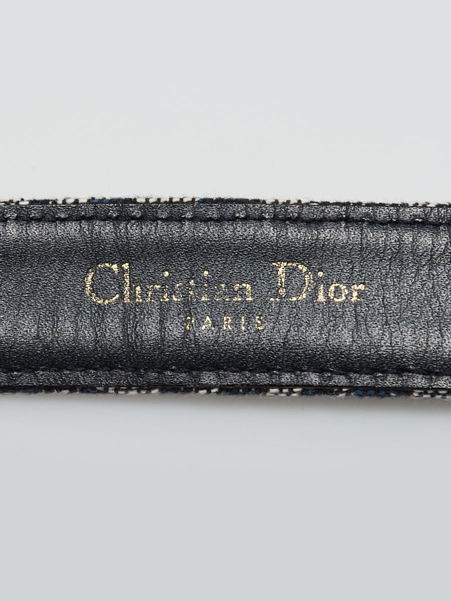 Christian Dior Blue Trotter Logo Canvas CD Belt Size 70/28
