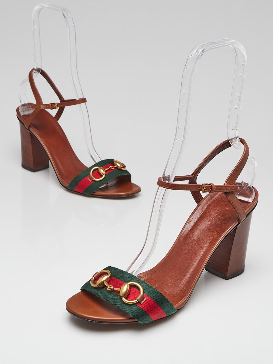 Gucci Brown Leather Vintage Web Horsebit Sandals Size 9/39.5