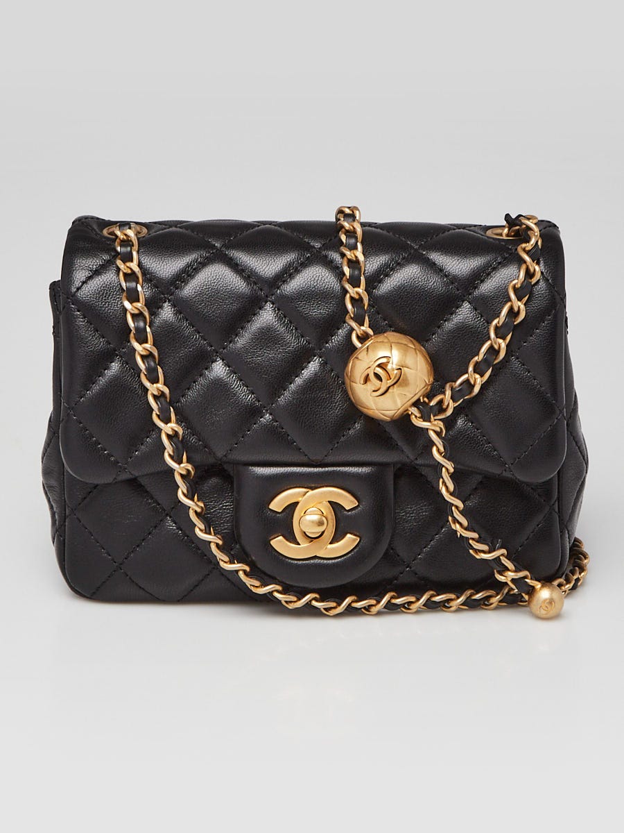 Chanel Black Quilted Lambskin Leather Pearl Crush Square Mini Flap