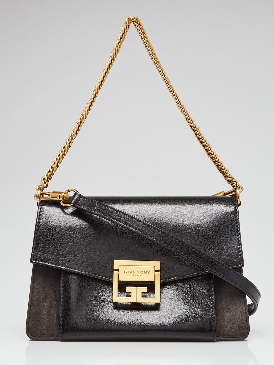 Givenchy Black/Grey Leather/Suede GV3 Small Crossbody Bag