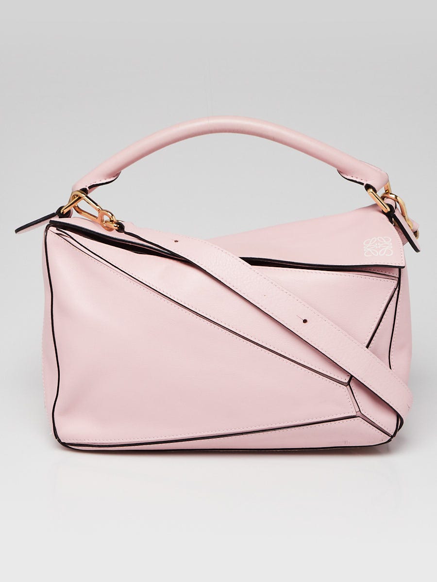 Loewe Soft Pink Grained Calfskin Leather Medium Puzzle Bag