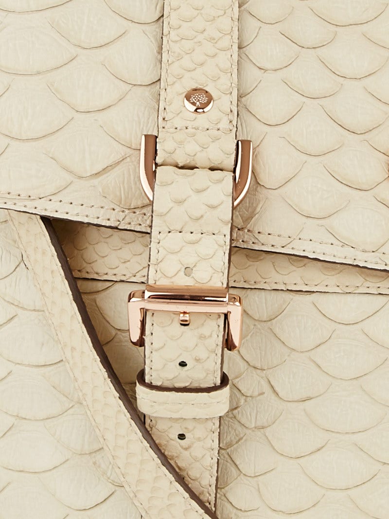 Mulberry Beige Silky Snake Print Leather Oversized Alexa Bag