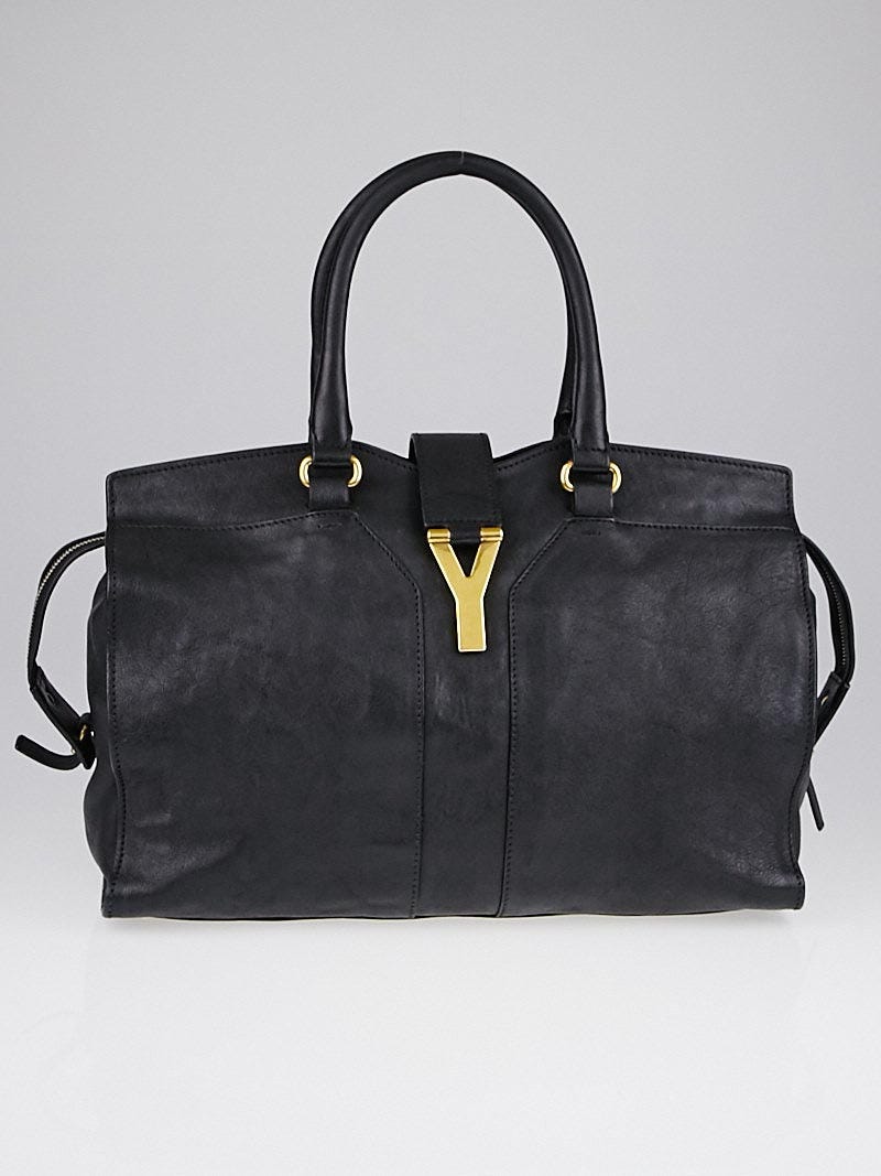 Yves Saint Laurent Black Leather Medium Cabas ChYc Bag | Yoogi's