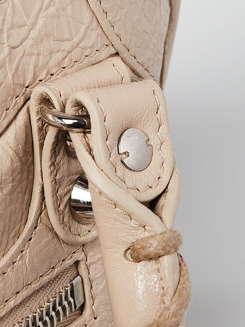 Balenciaga Beige Tapioca Lambskin Leather Motorcycle Mini City Bag