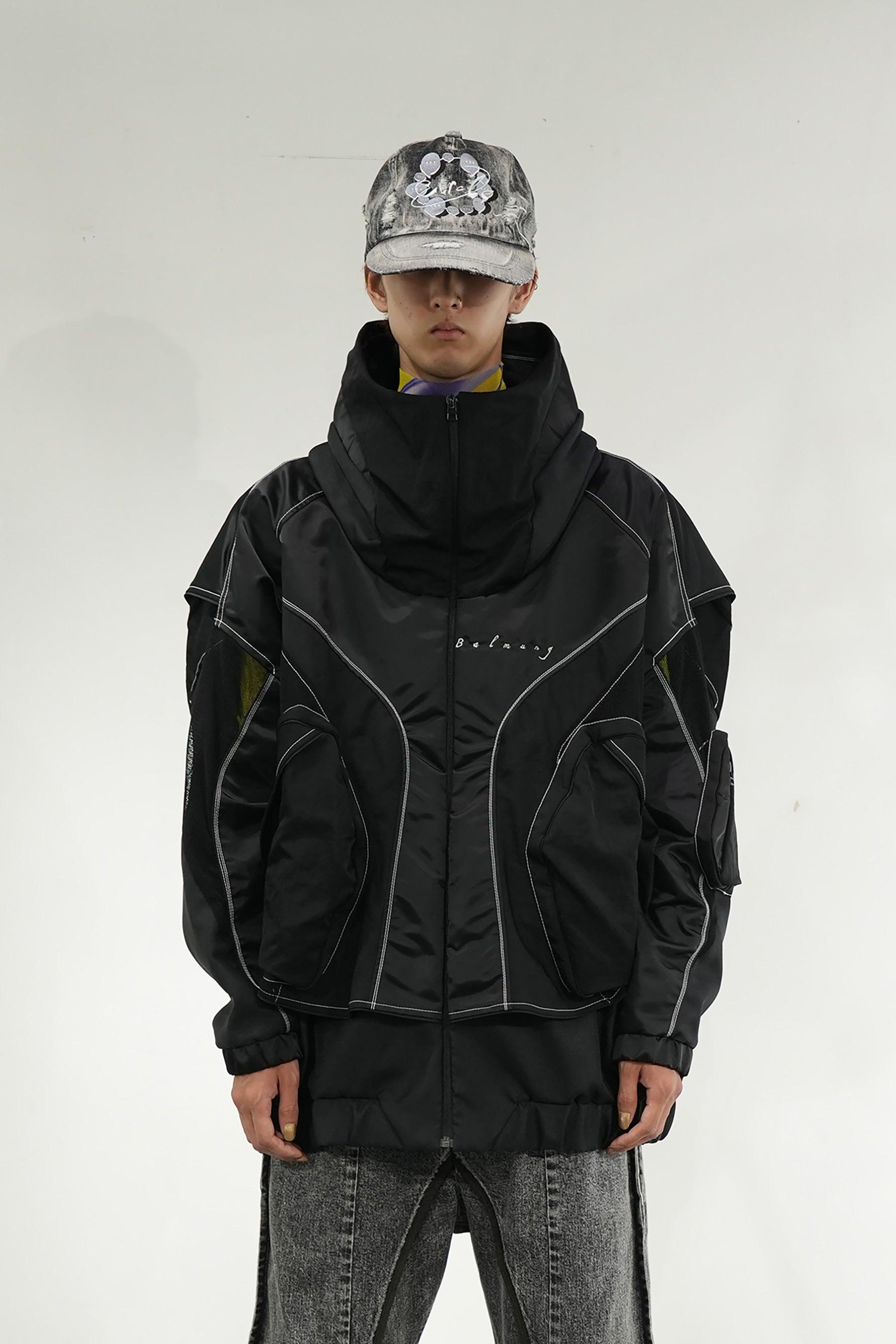 重ねハイネックビッグパーカー (AIR-C) - Black – BALMUNG