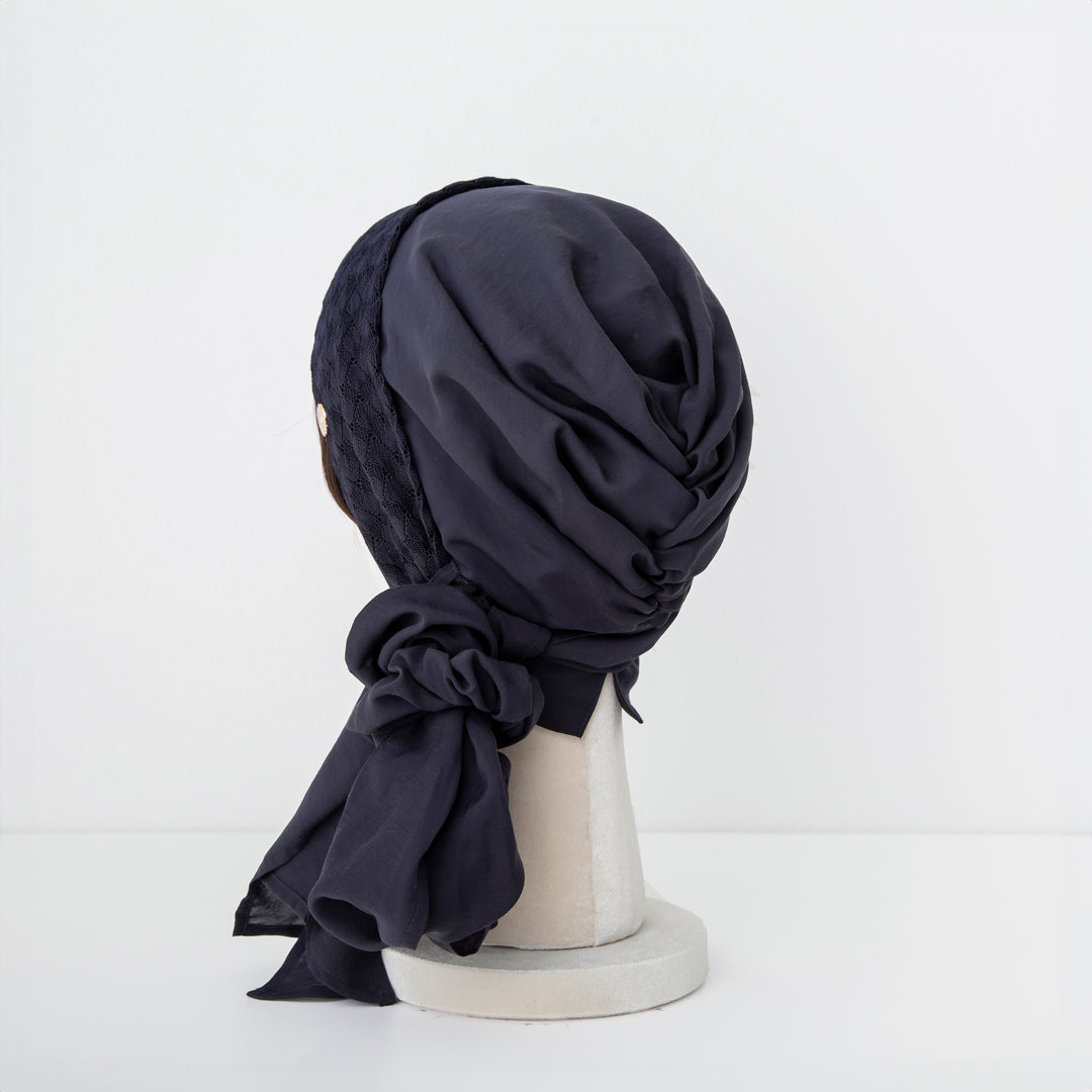 SCARF HAT (M) / KnitLace-Navy – BAREN（バレン）
